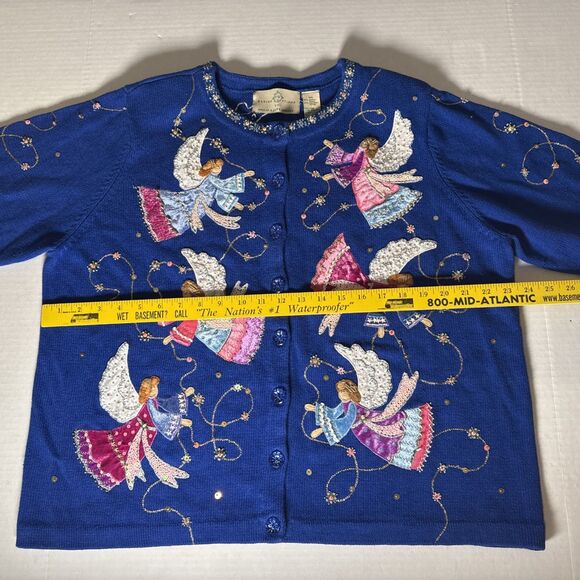 Design Options by Philip & Jane Gordon Angel Christmas Cardigan Sweater XXL - Picture 8 of 14